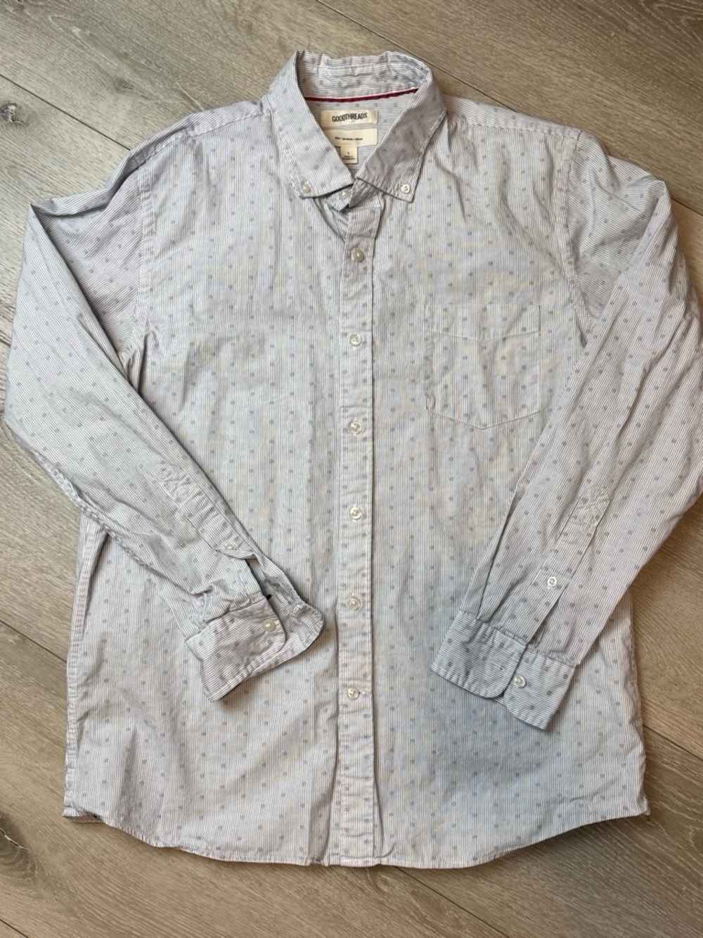 Goodthreads Men’s Light Blue Patterned Button-Down Shirt